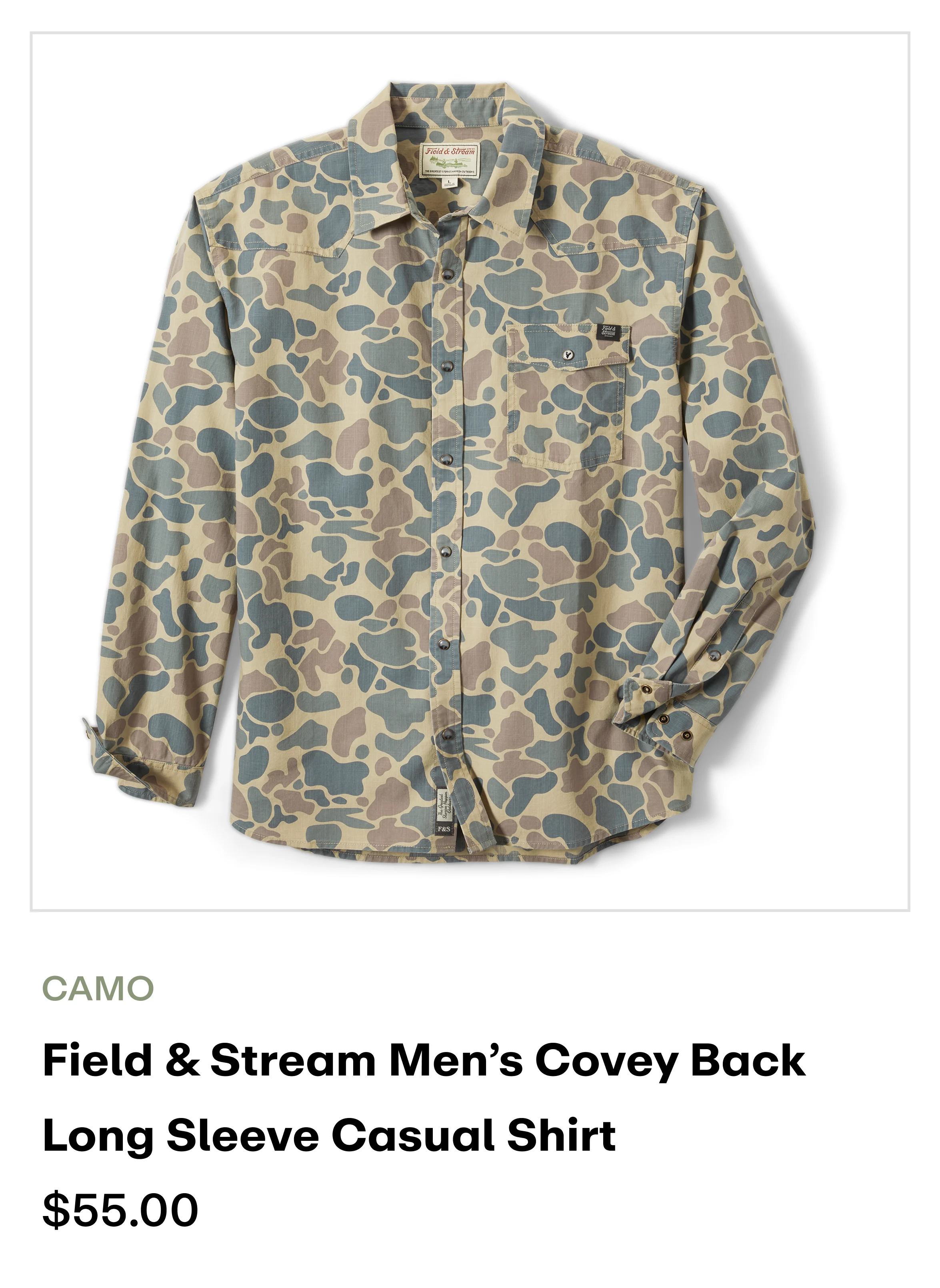 Amazon - Covey back LS Casual shirt- camo
