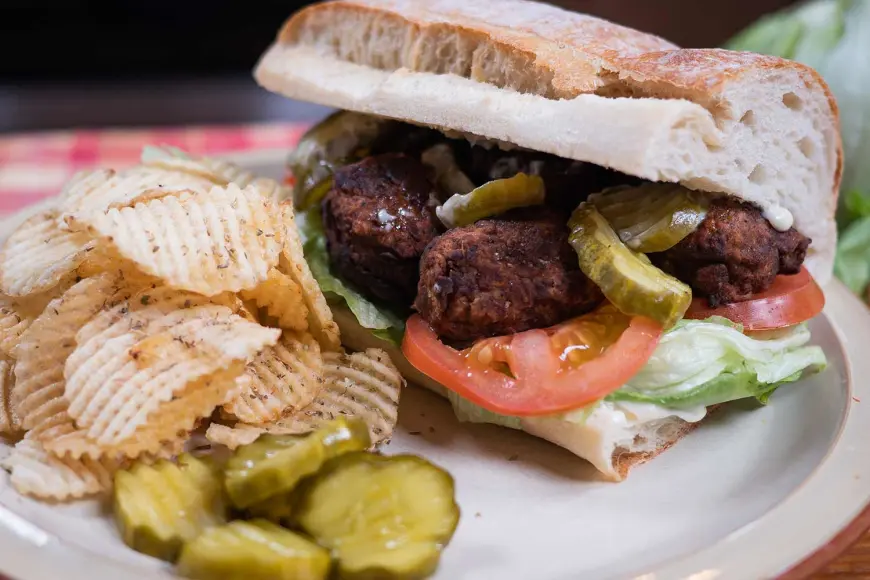 a deep-fried venison testicle poboy.