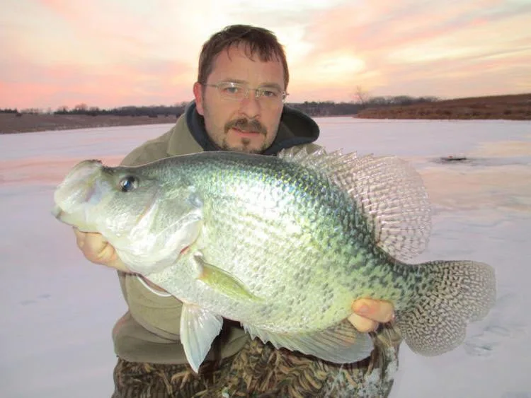 Andy Moore released his 5-pound Nebraska crappie.