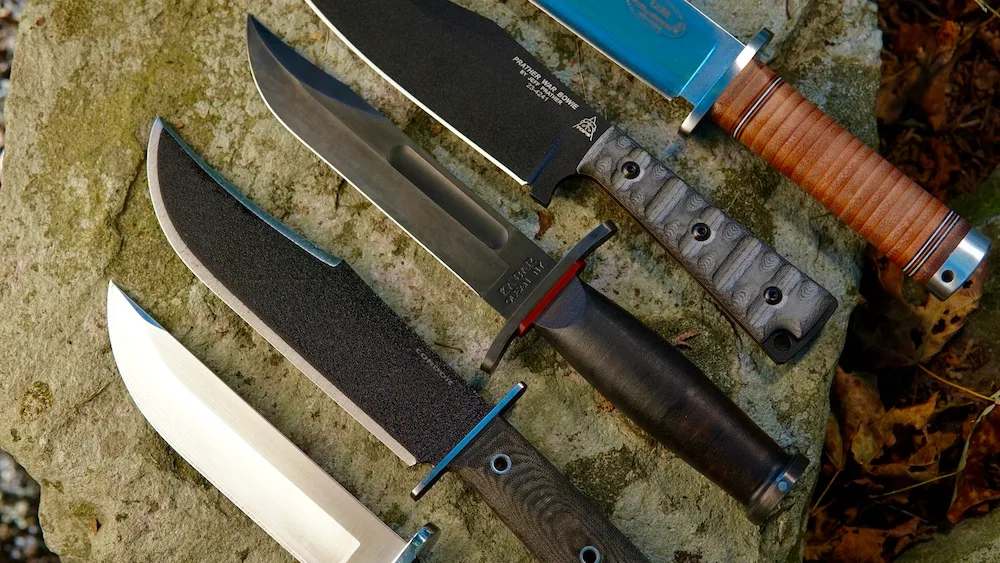 Best Bowie Knives we tested lying on rock