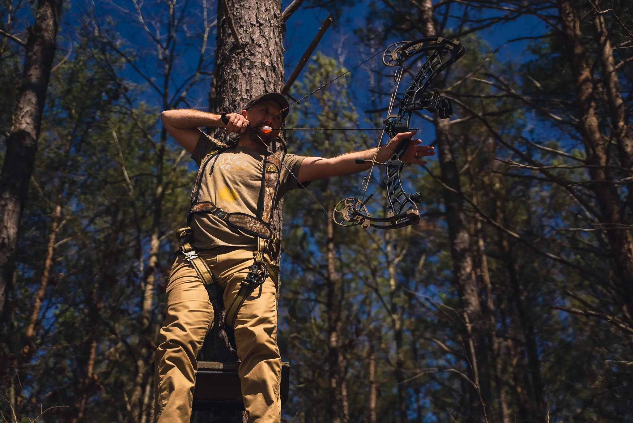 photo of shooting the Xpedition compound bow