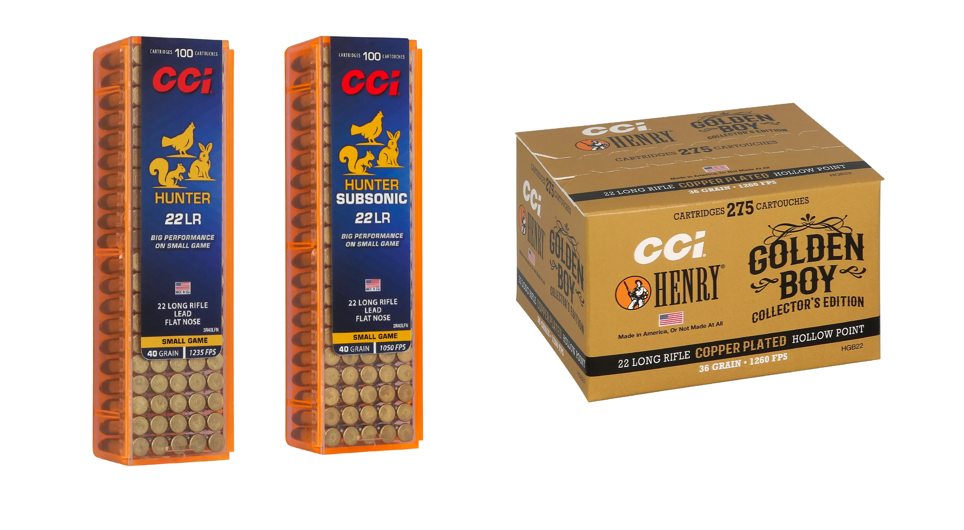 Three boxes of CCI ammunition. 