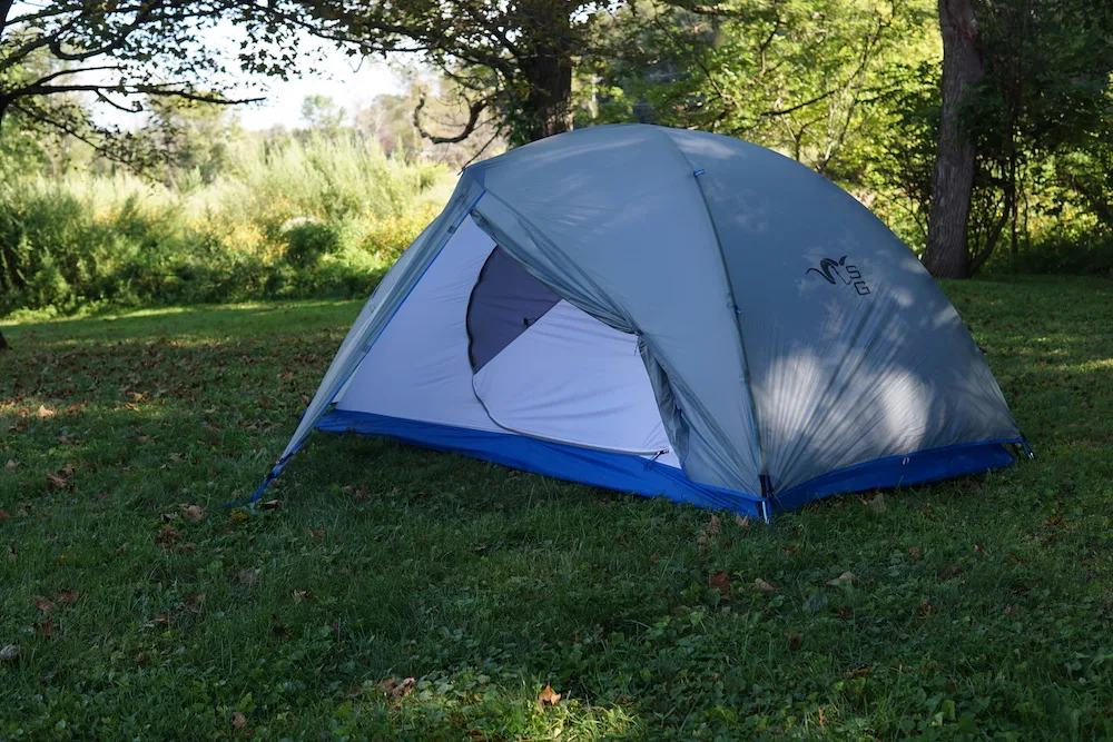 Stone Glacier Skyscraper 2-Person Tent set up on grass