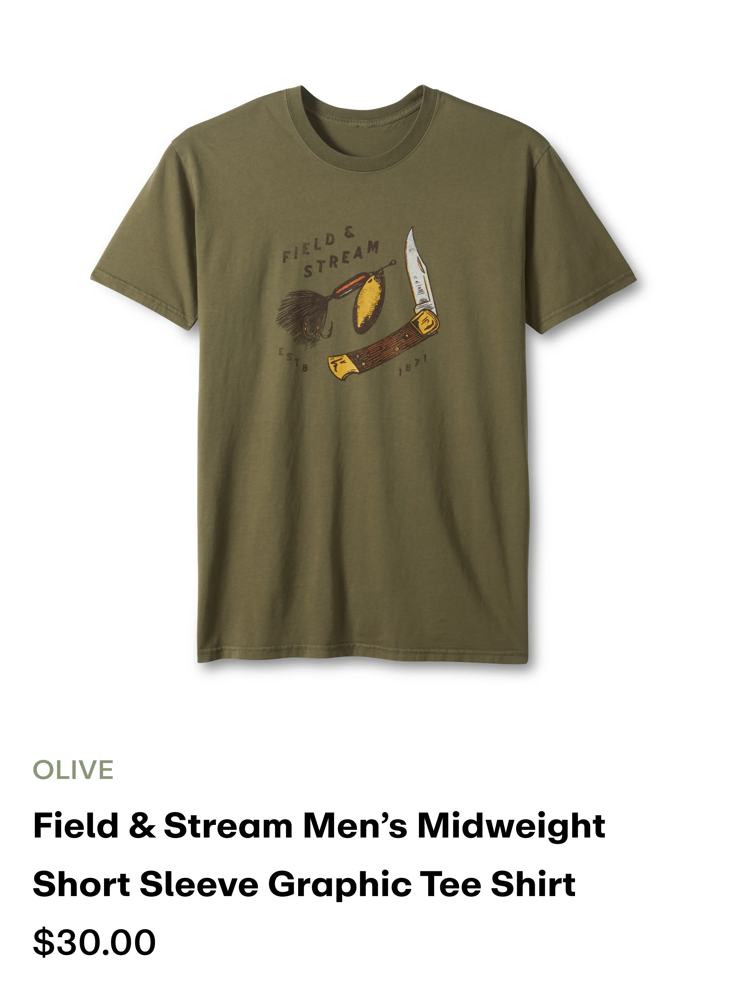field & stream graphic tee - Olive Pocket Knife
