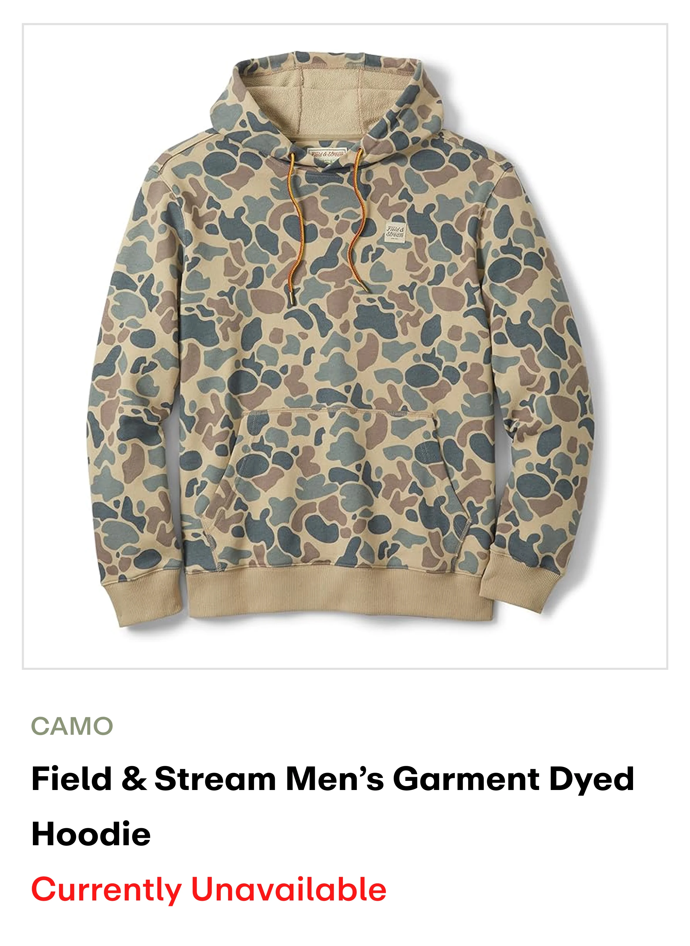 Field & Stream Men's Garment Dyed Hoodie - Camo