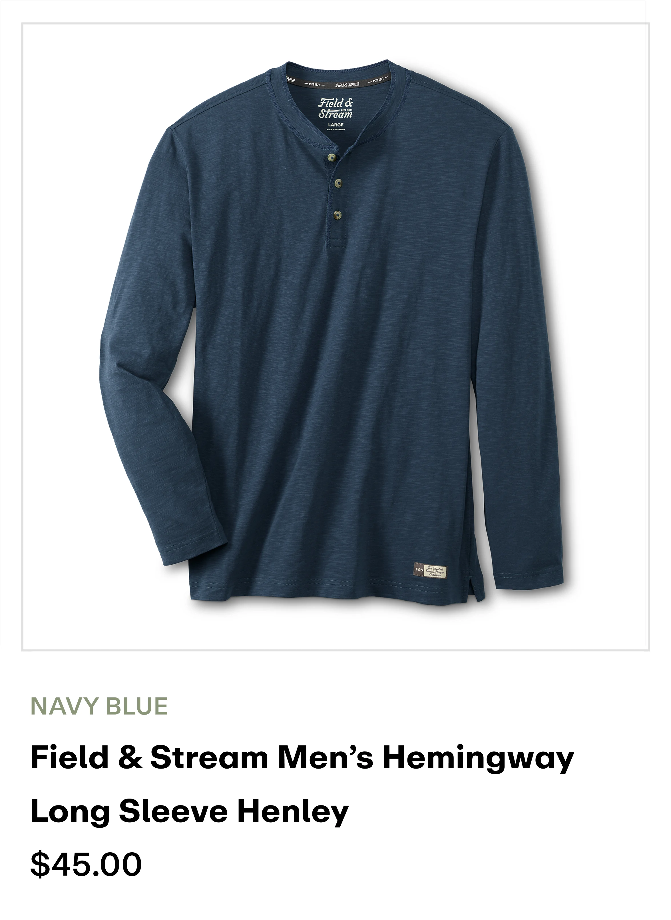 Amazon - Men's Hemingway LS Henley- Navy Blue