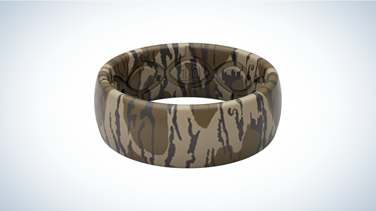 Groove Life Camo Silicone Ring on gray and white background