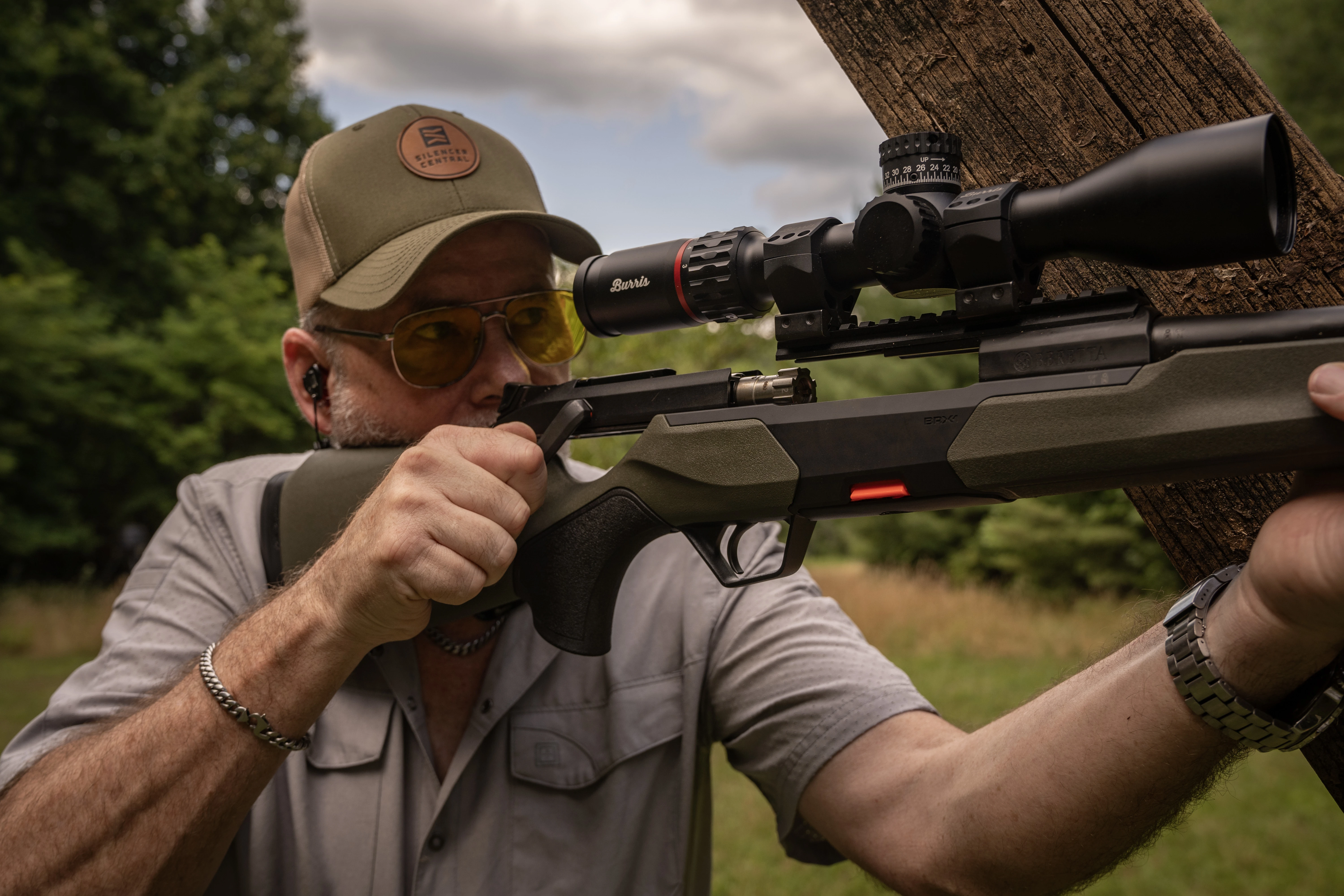 A shooter works the action of the new Baretta BRX1 rifle.