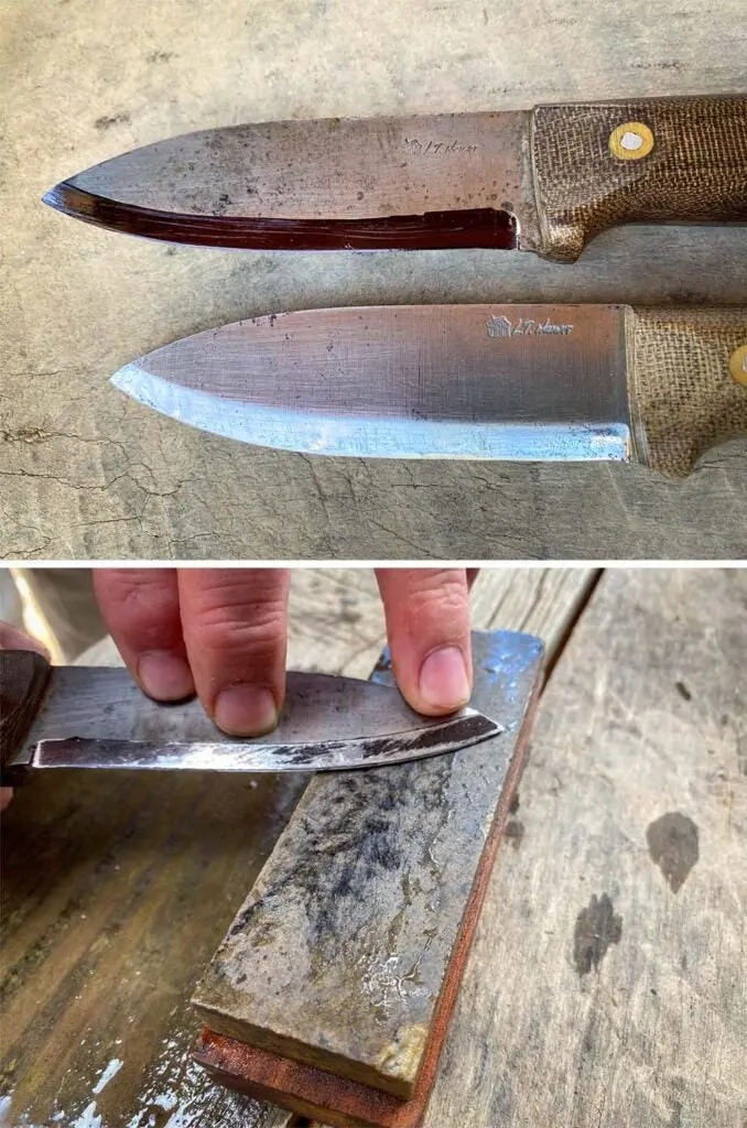 Using permanent marker to help sharpen a knife