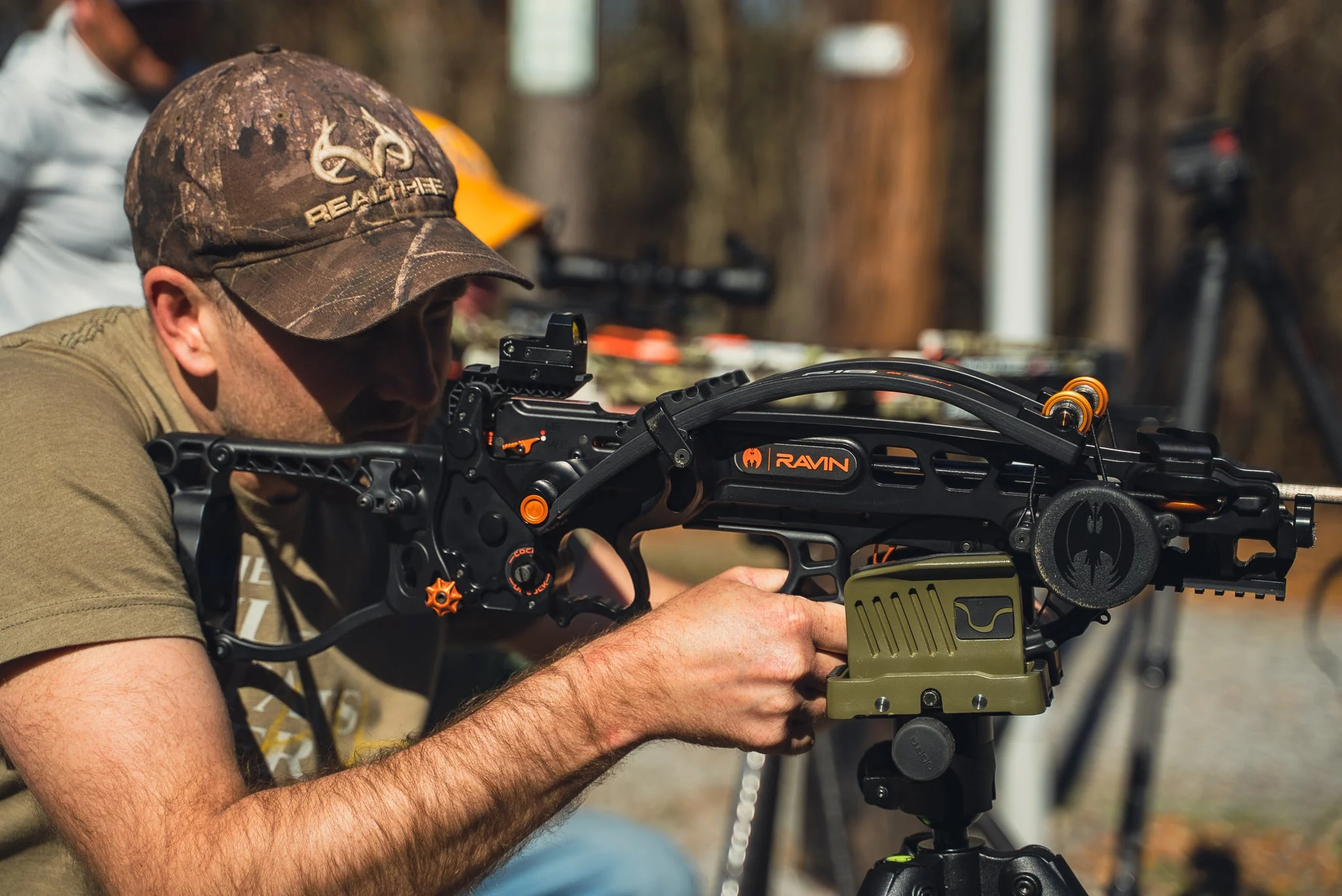 photo of tester shooting the Ravin R18 crossbow