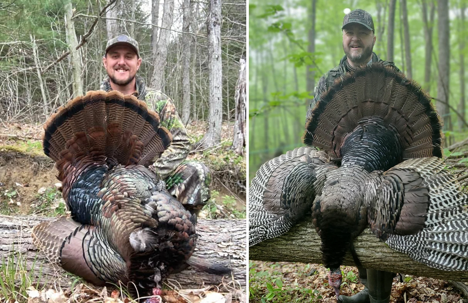 Turkey hunters Steve Sherk and Brett Ladeau show of the gobblers they took. 