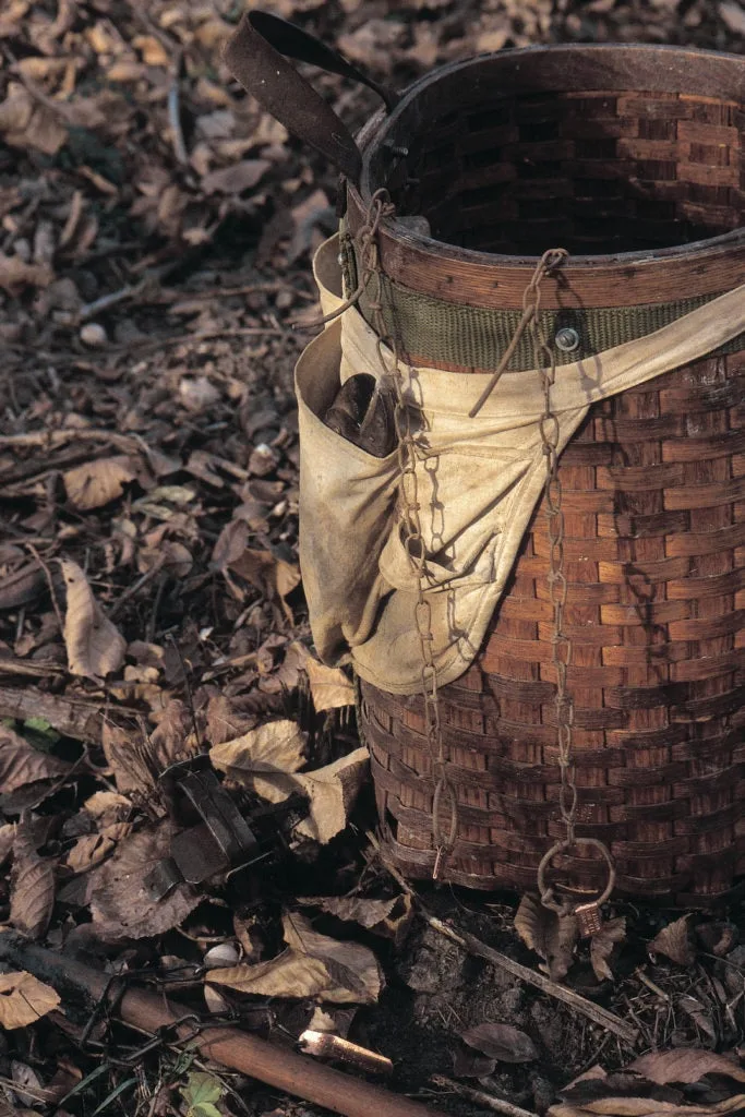 A trappers pack basket and traps