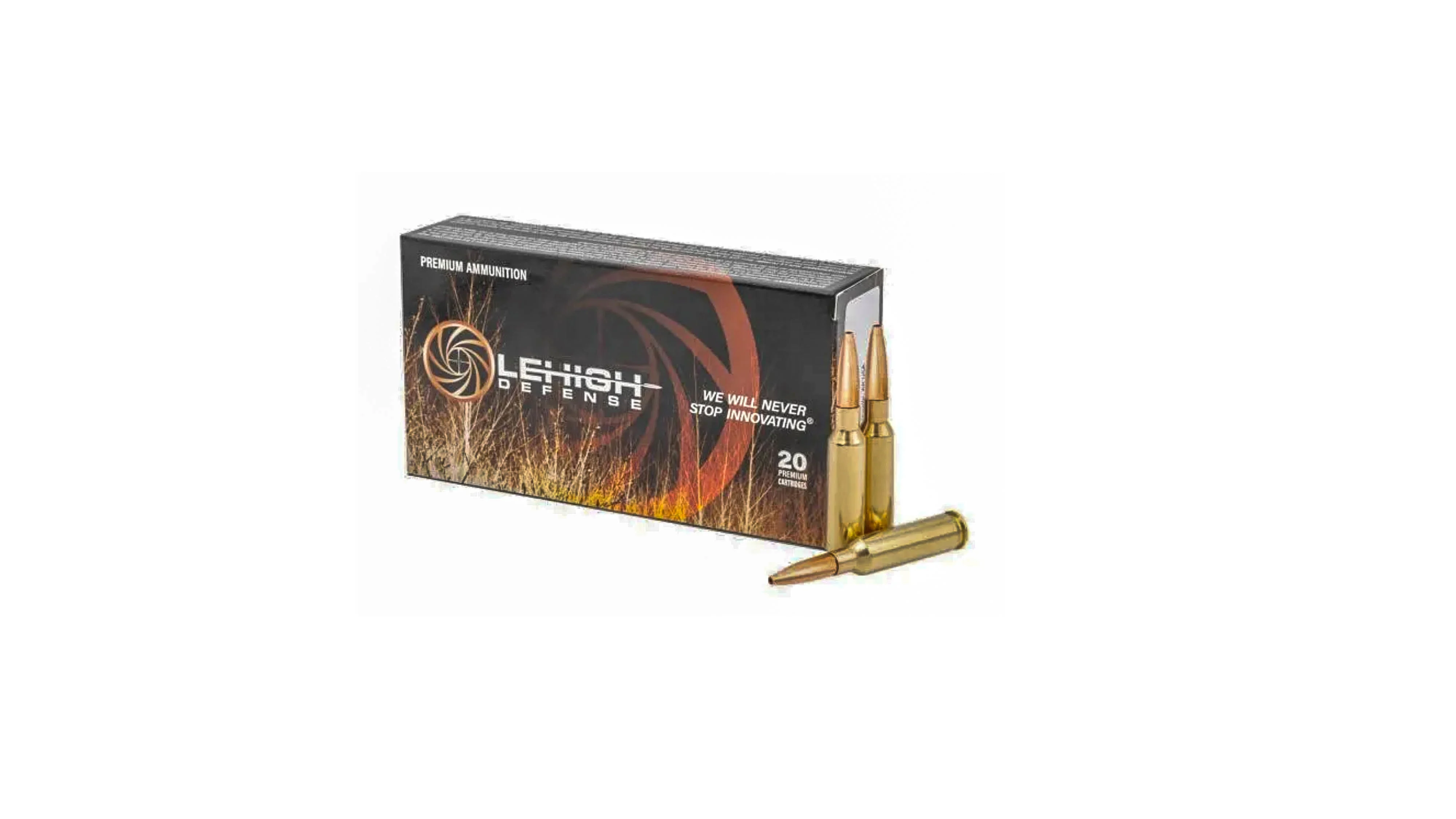 A box of Lehigh Defense rifle ammunition. 