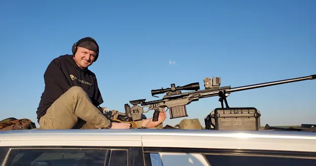 ELR shooter with long-range rifle.