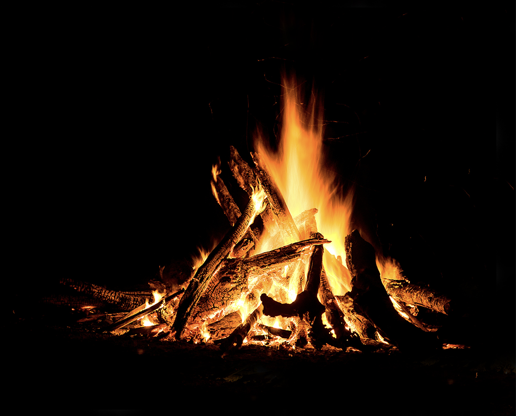 Campfire at night. 