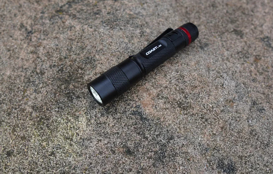 Coast G22 flashlight on ground during testing