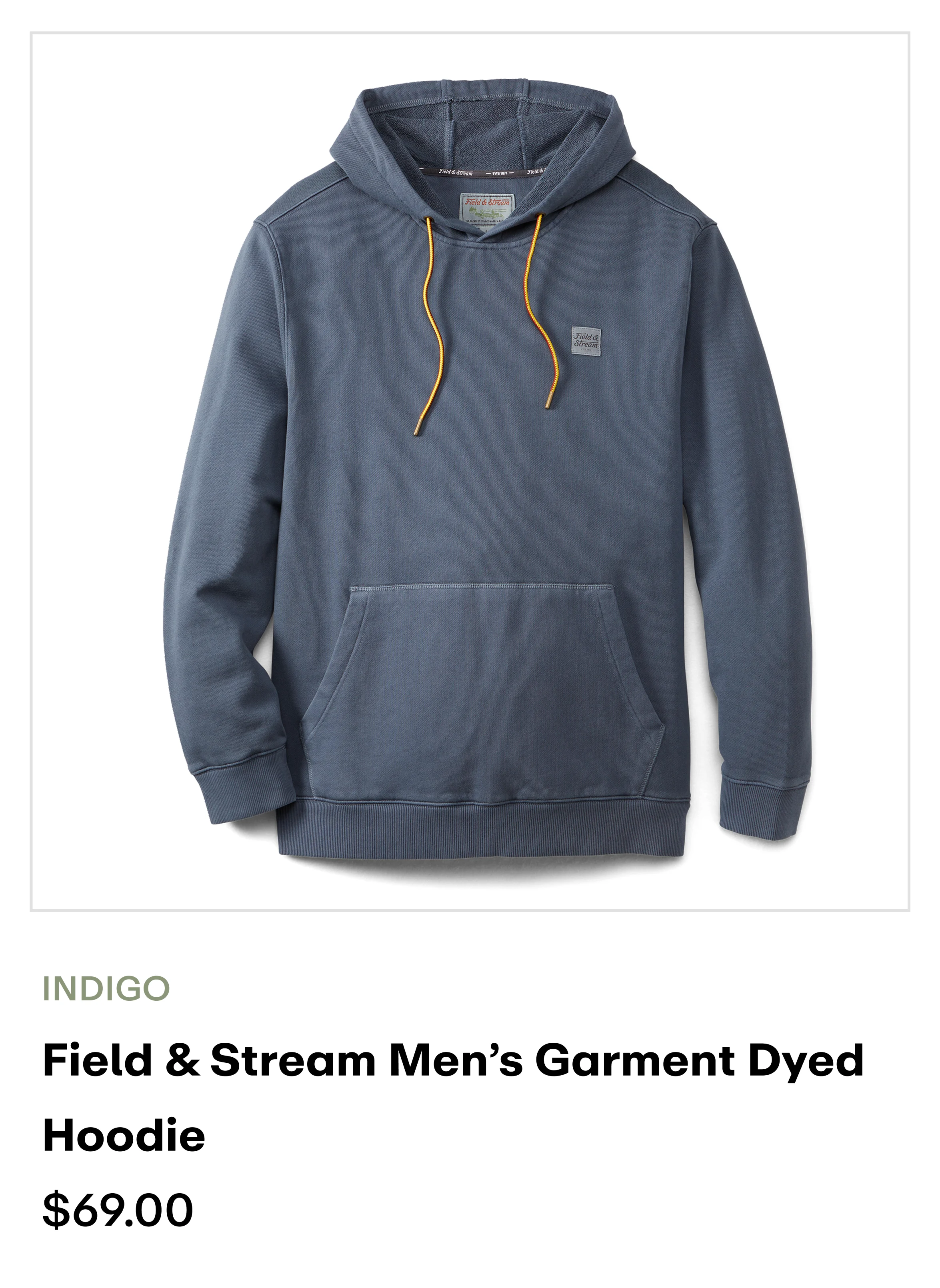 Field & Stream Men's Garment Dyed Hoodie - Indigo
