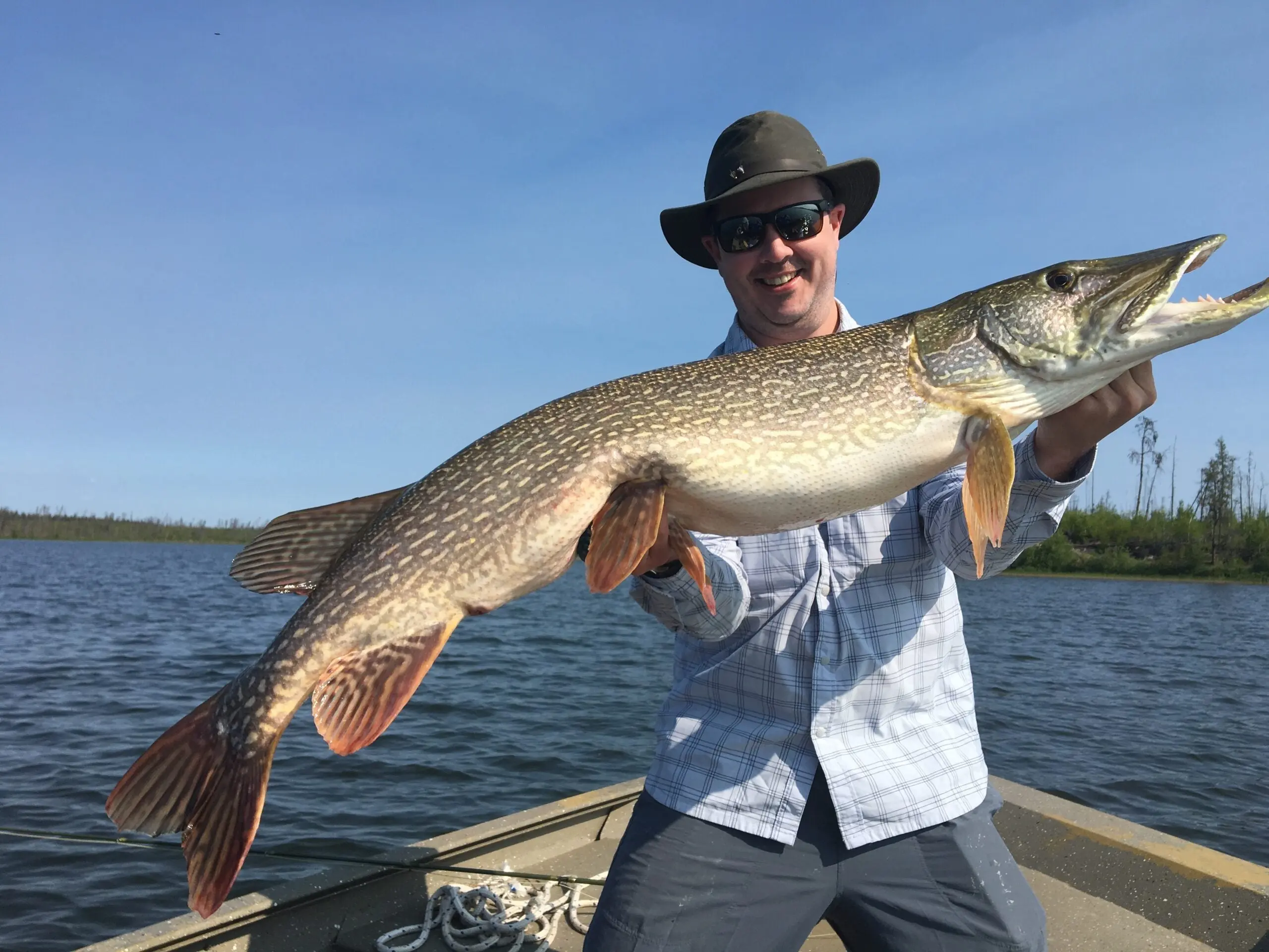 Field &amp; Stream editor-in-chief holds up a huge northern pike