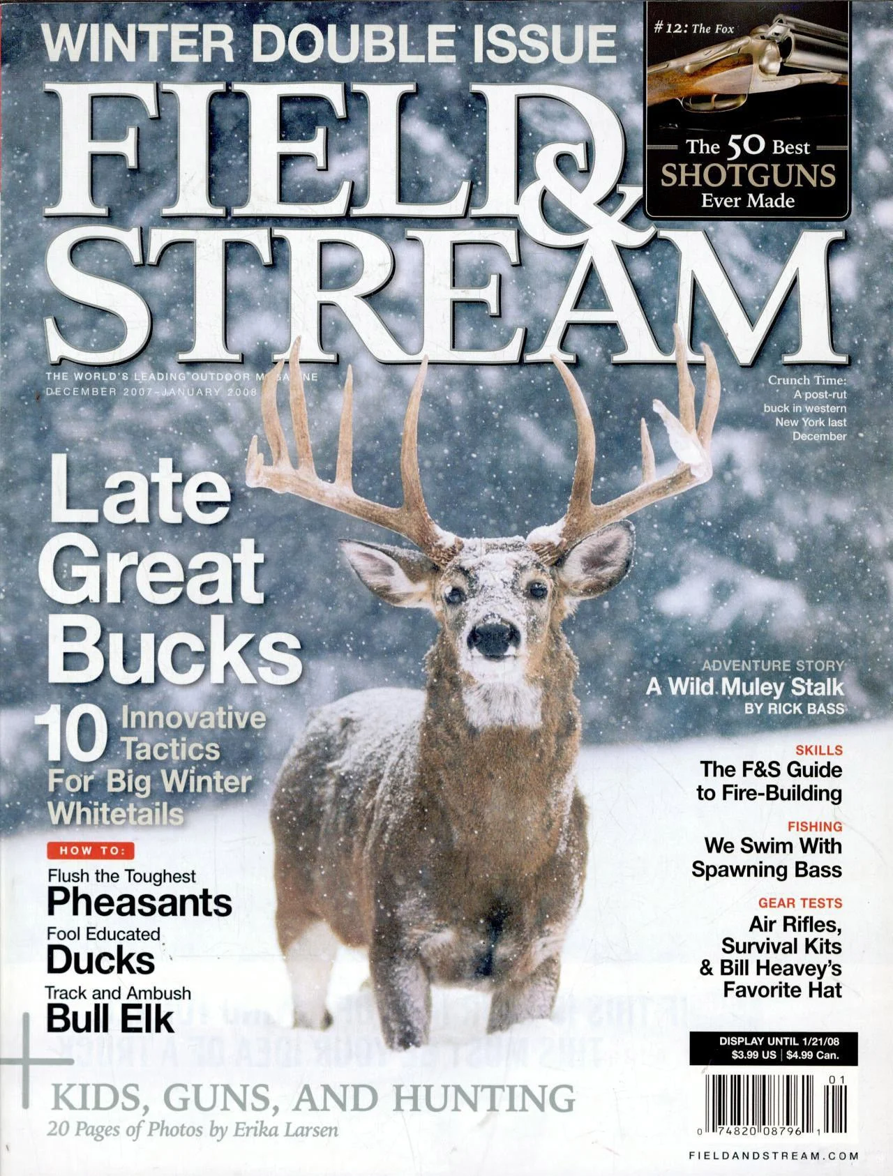 Deer in snow photograph on cover of Field &amp; Stream magazine dated December 2007âJanuary 2008.