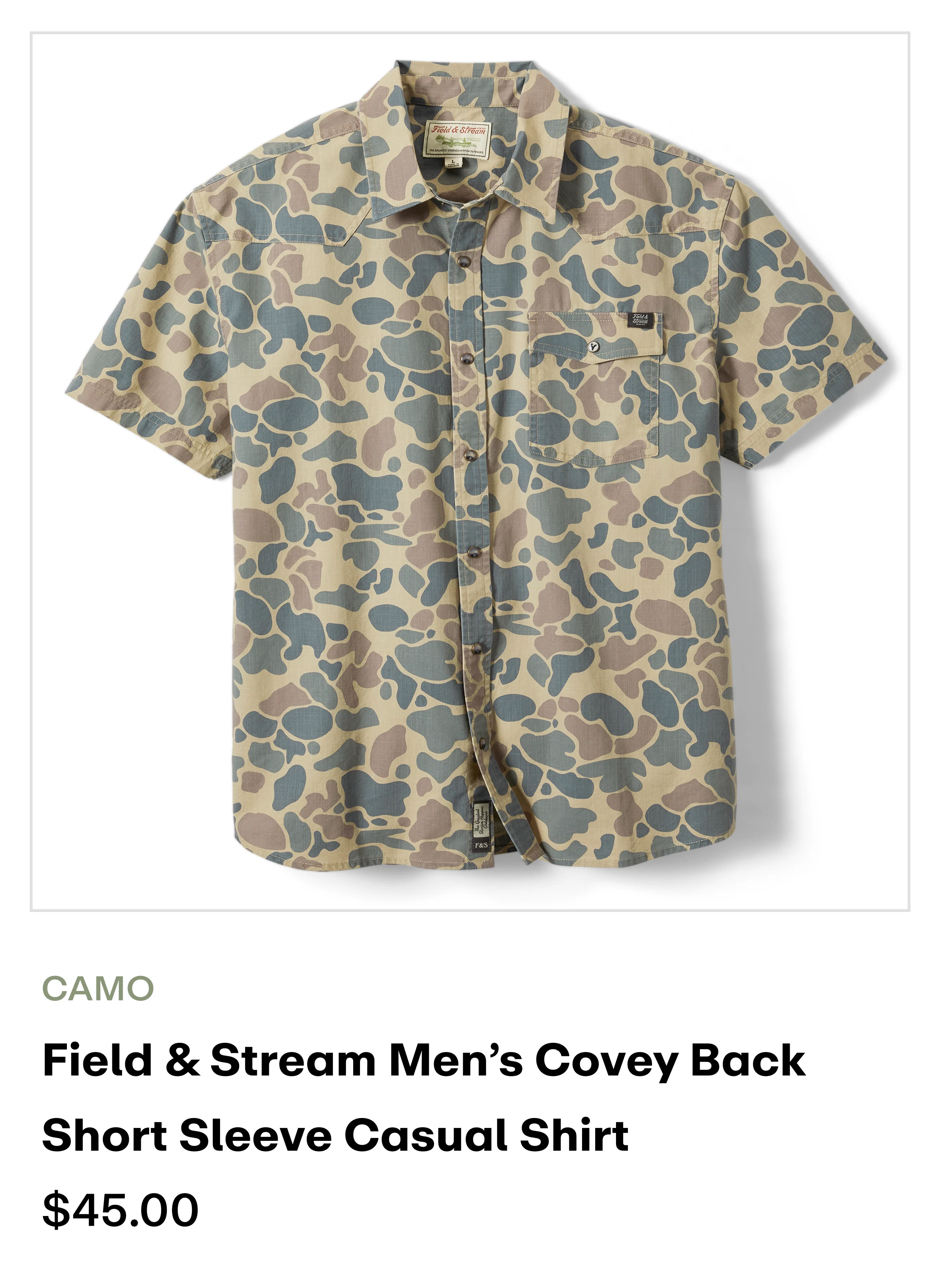 Amazon - Covey back SS Casual shirt - camo