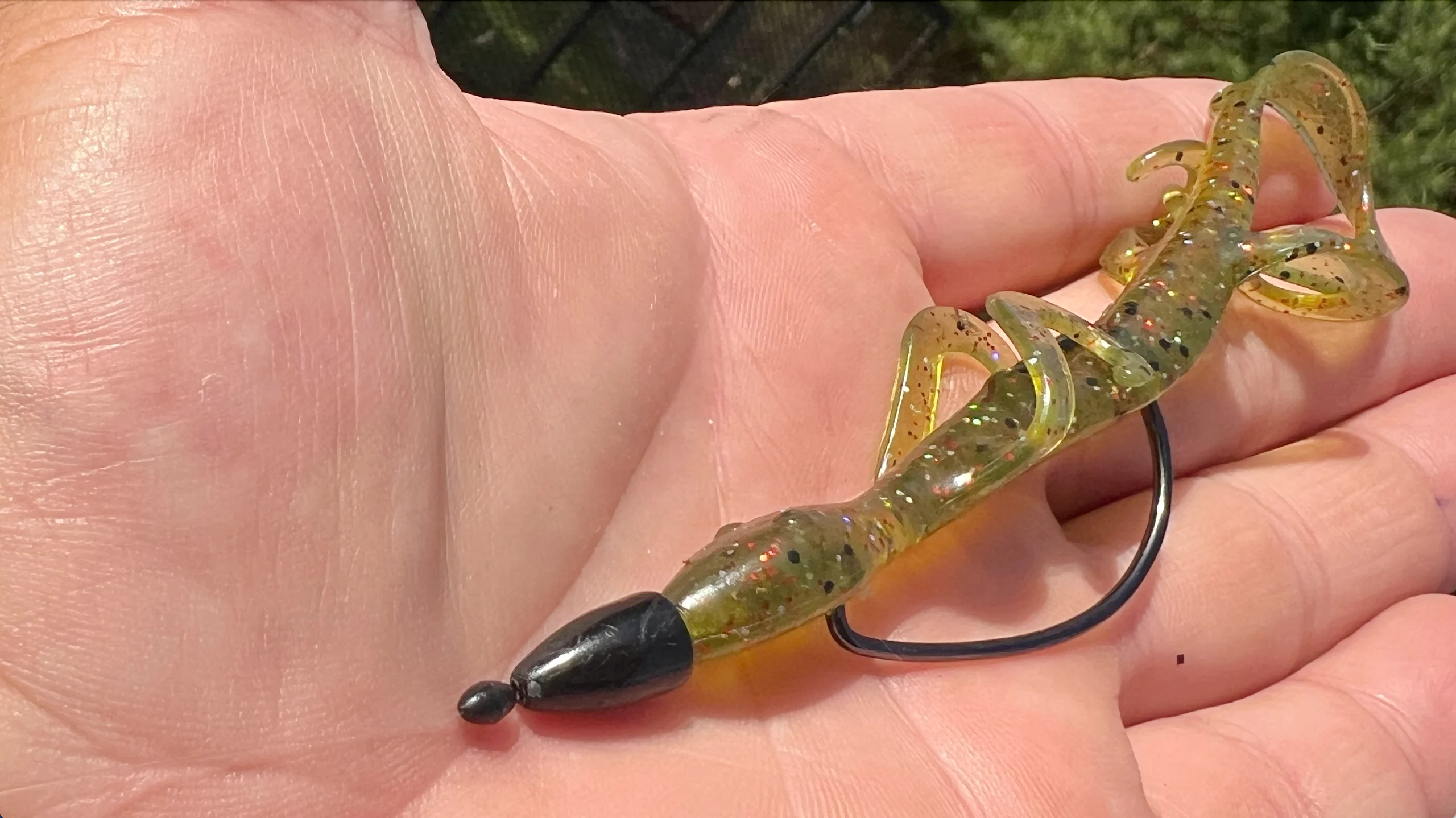 photo of Texas rig fishing with a plastic lizard