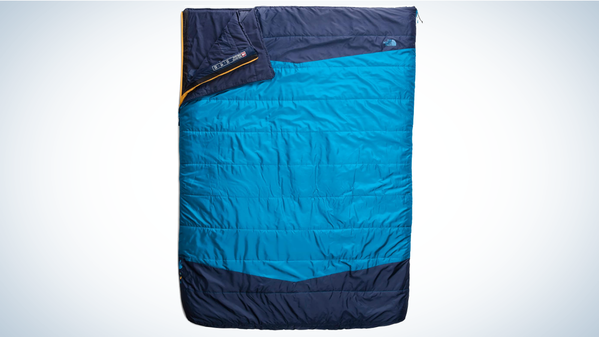 The North Face Dolomite One 3-in-1 Double Sleeping Bag on gray and white background