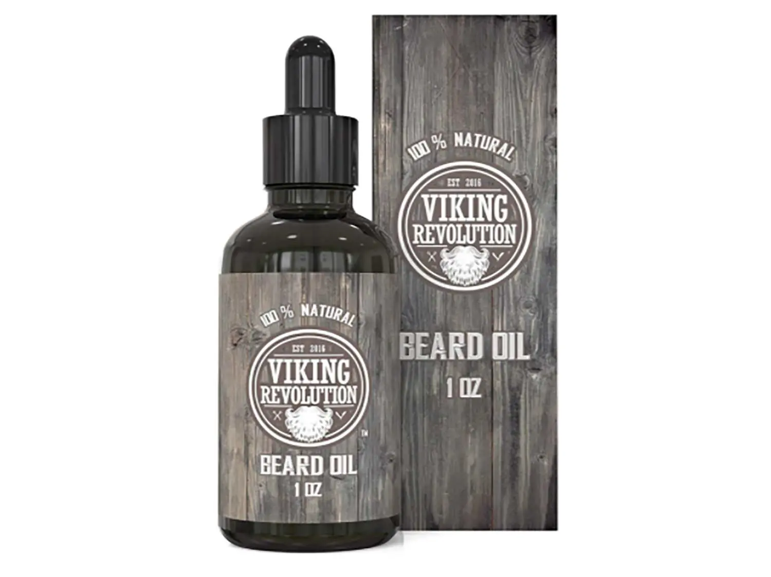 A bottle of Viking Revolution beard oil.