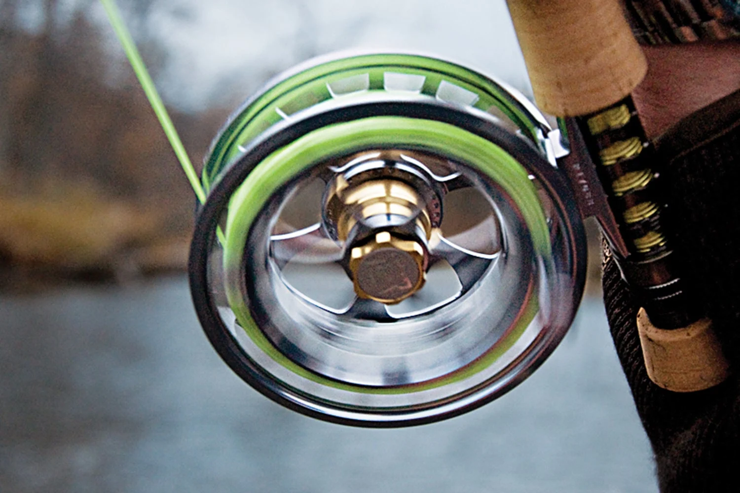 close-up of fly reel