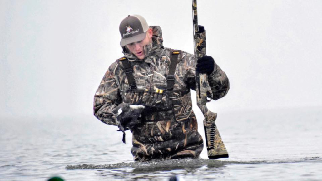 Waterfowl hunter wearing Cabela's SuperMag Waders