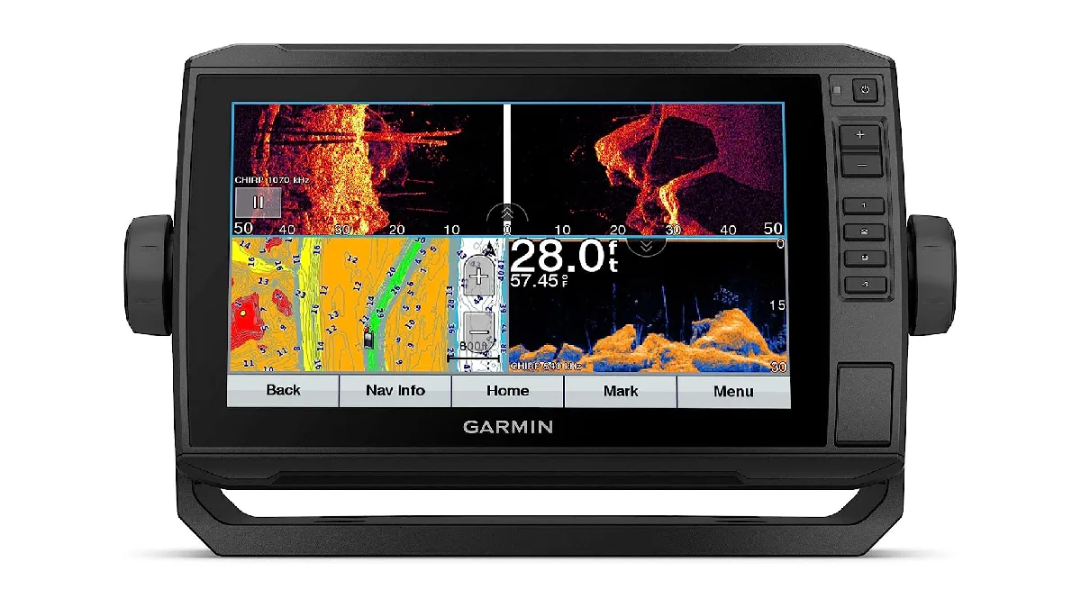 Garmin Echomap UHD 93sv Touchscreen Fish Finder/Chartplotter Combo on white background