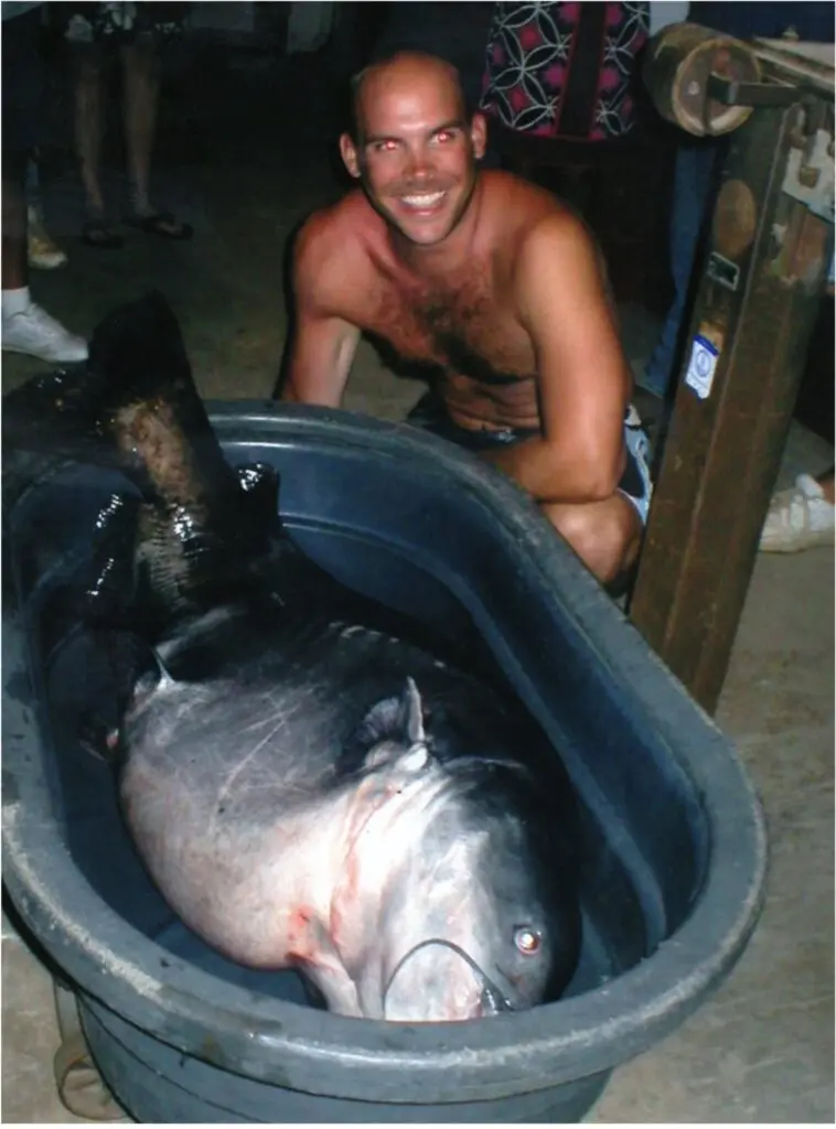 Richard Nicholas Anderson with the all-tackle world record blue catfish