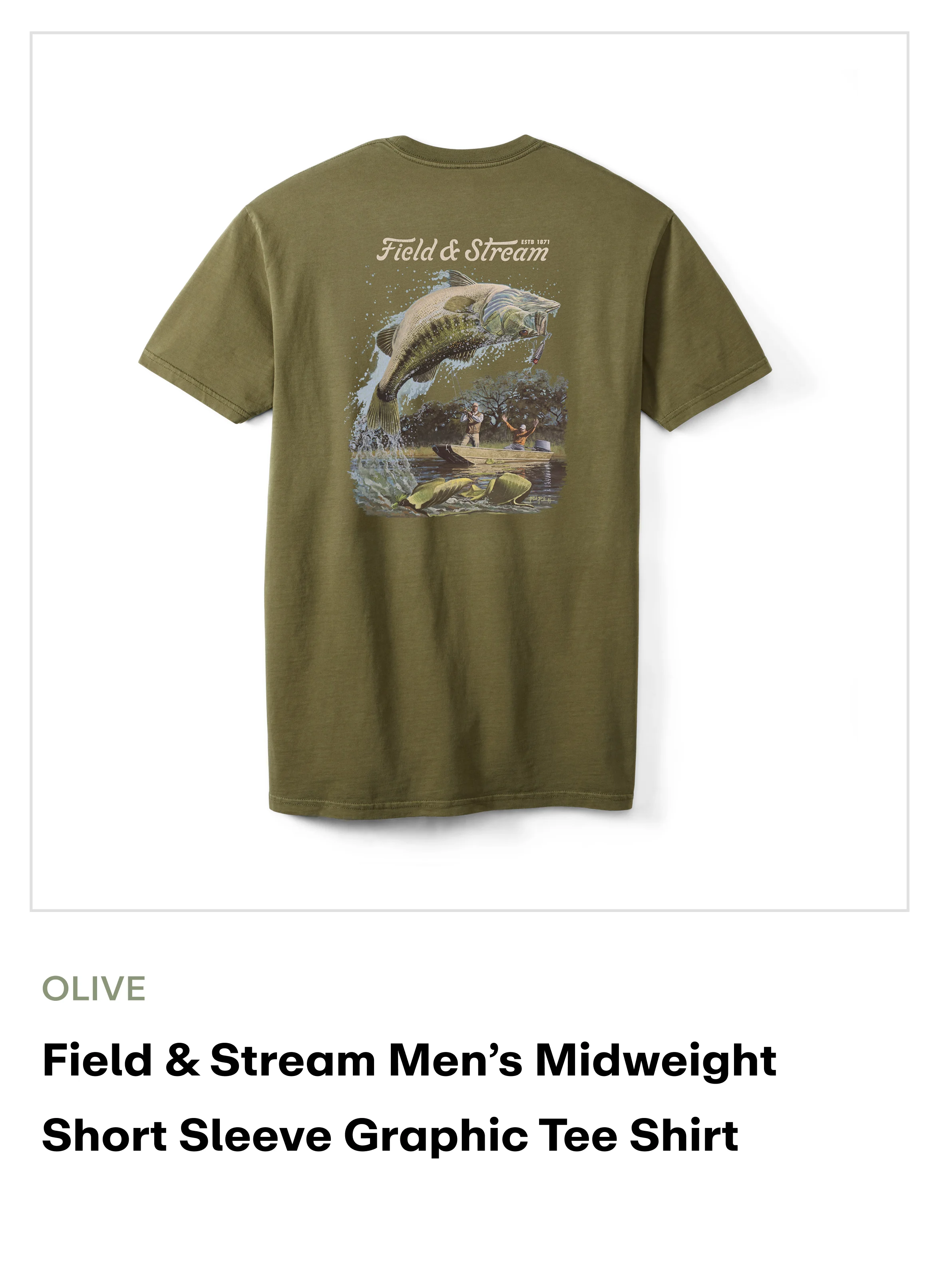field & stream graphic tee - Big blue catch Olive