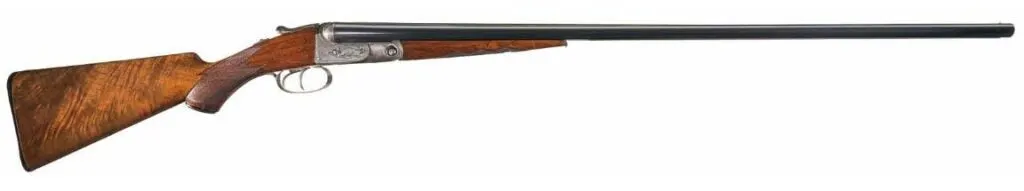 A Parker Brothers 20-gauge shotgun on a white background.