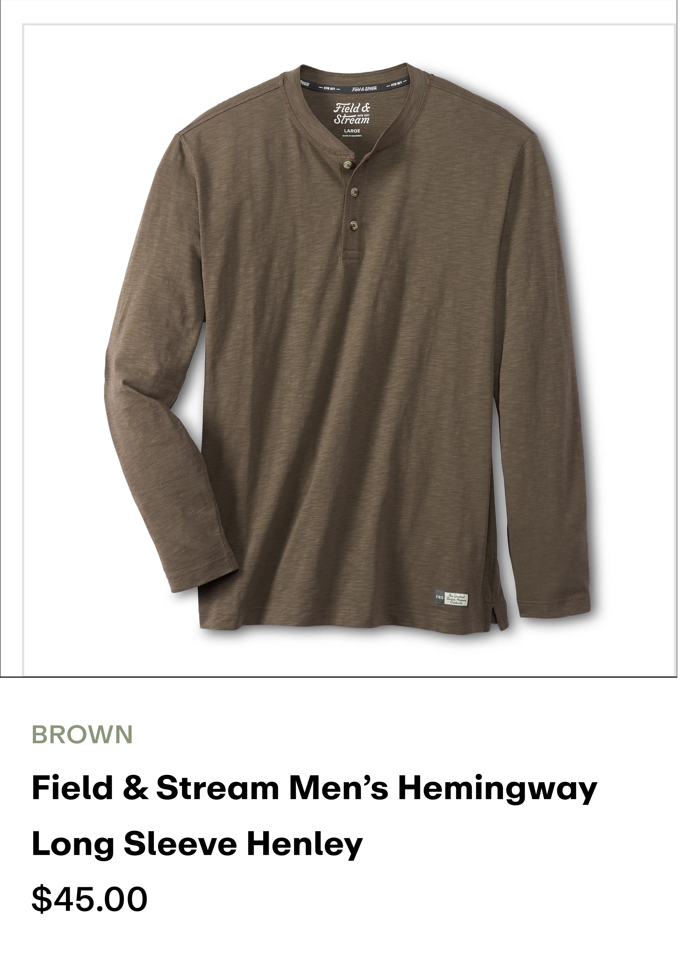 Amazon - Men's Hemingway LS Henley - BROWN
