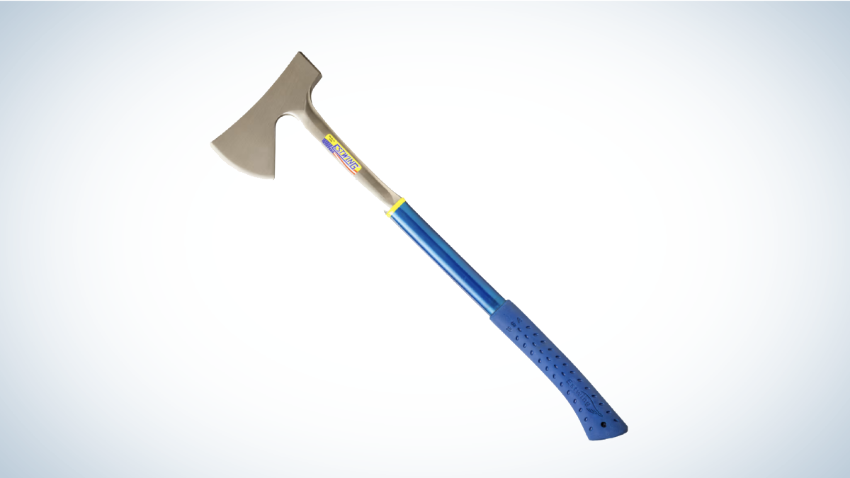 Estwing Long Handle Camper's Axe on gray and white background