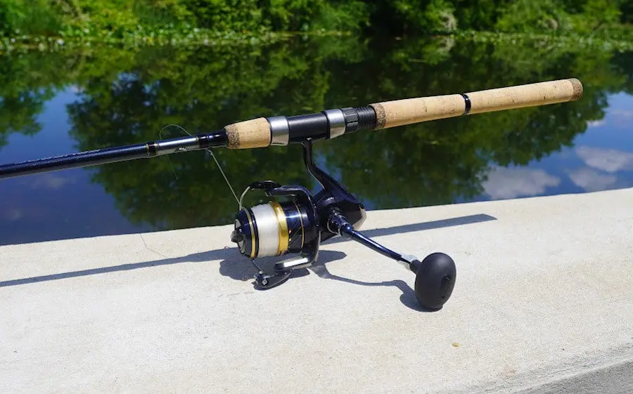 Shimano Spheros Spinning Combo sitting on boat