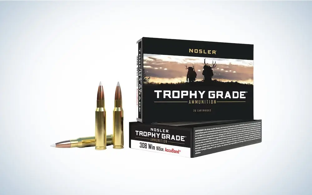 Nosler Trophy Grade Ammunition 308 Winchester 165 Grain AccuBond Box of 20