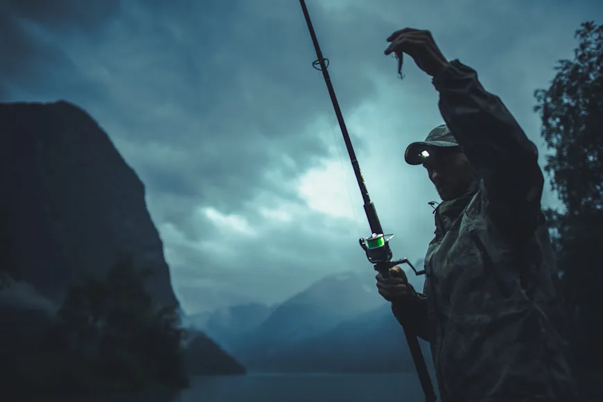 Man night fishing.
