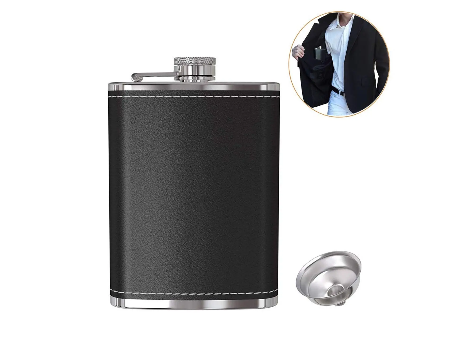 Leather wrapped flask