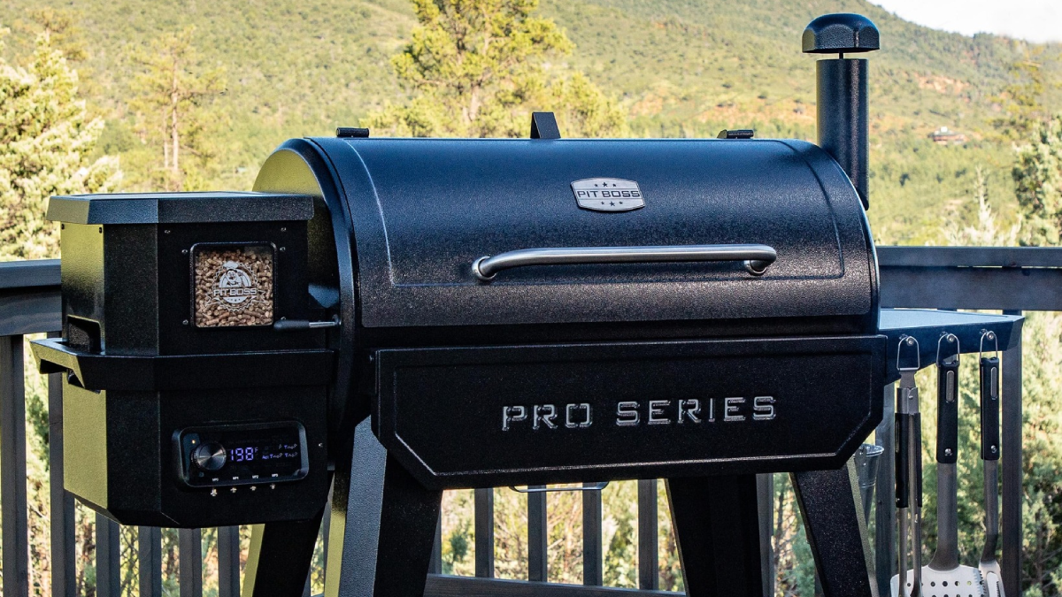 Pit Boss Pellet Smoker Pro Series on backyard deck