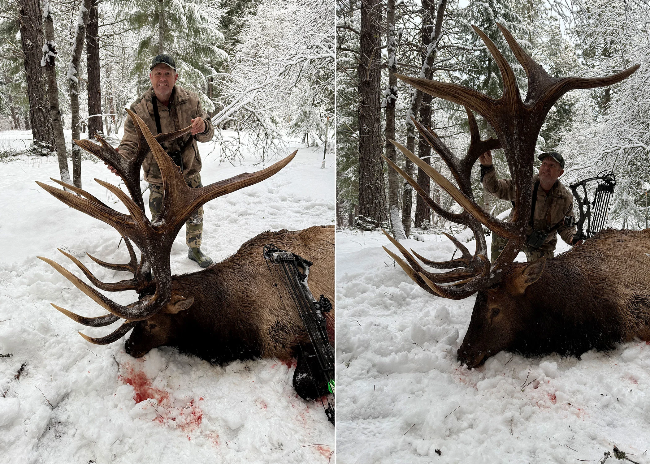 Casey Brooks poses with a potential record-breaking bull elk. 