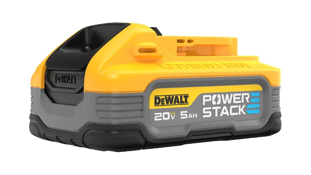 DeWalt Powerstack 20V Max 5 Ah Battery on white background