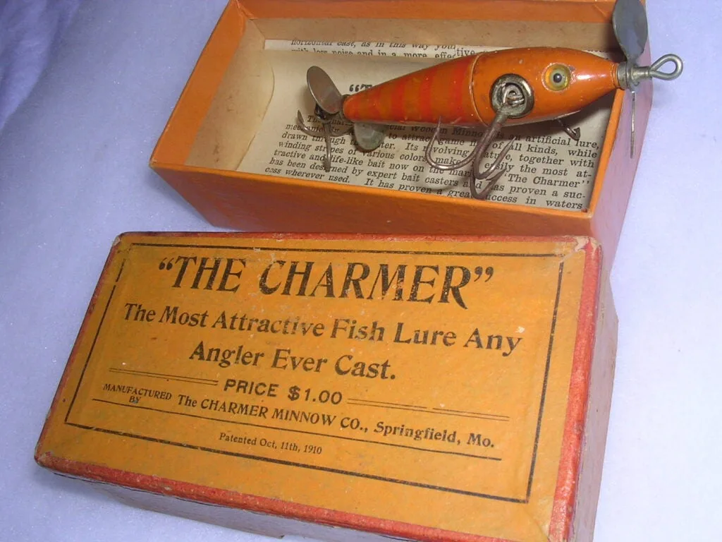 The Charmer Minnow, dating to the 1911 era, was made in Springfield, Mo.