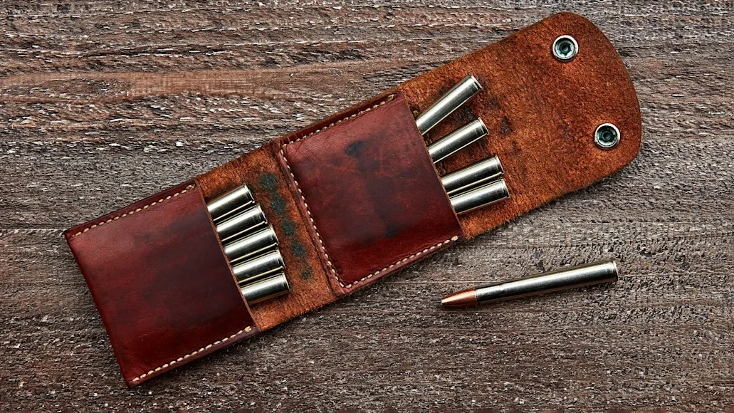 big-game cartridge wallet open with ammo in it