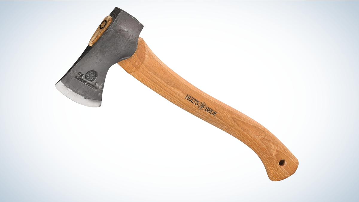 Hults Bruk Almike Hatchet on gray and white background