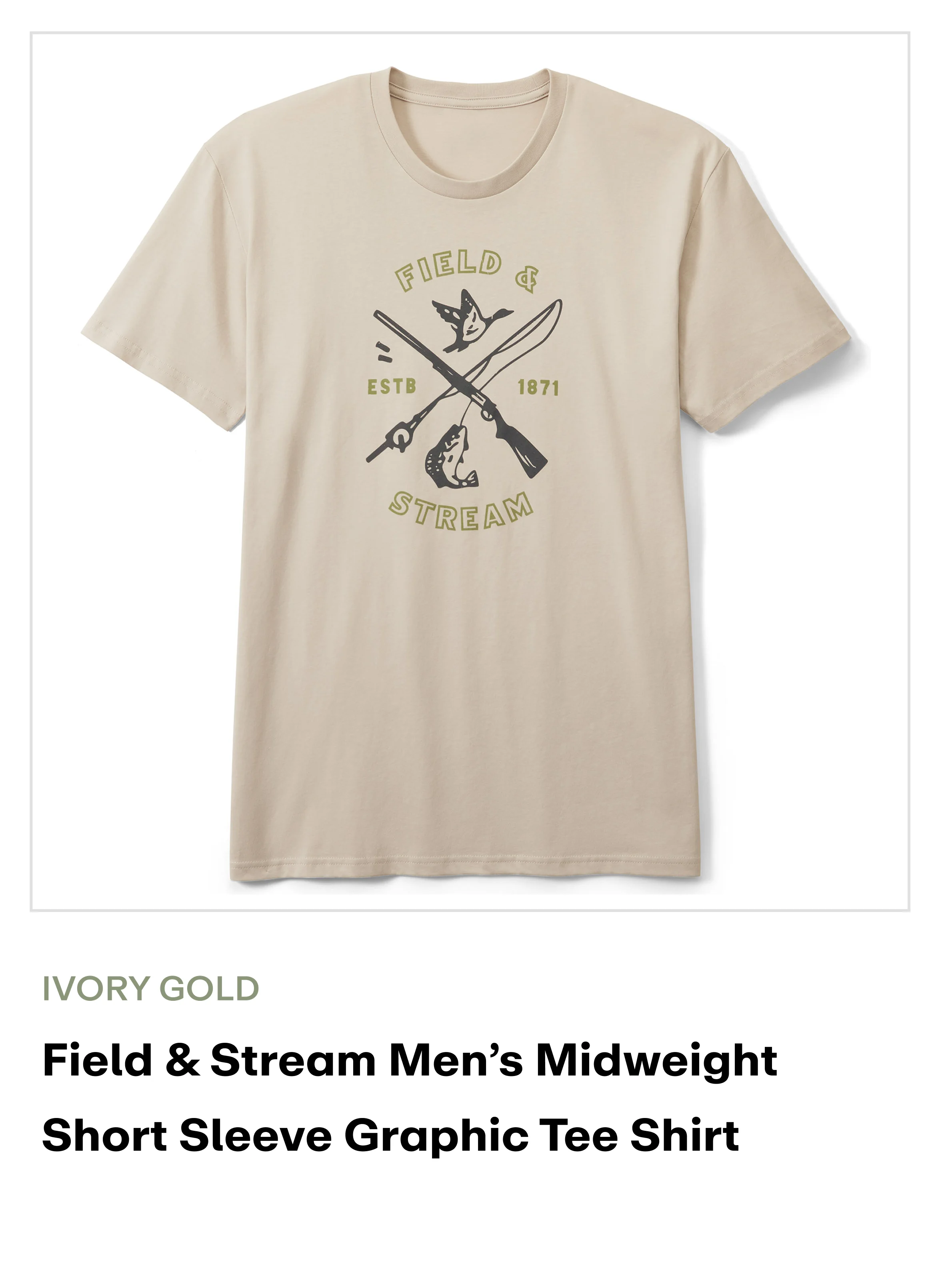 Field & Stream Men's Short Sleeve Graphic Tee Shirt - Ivory gold