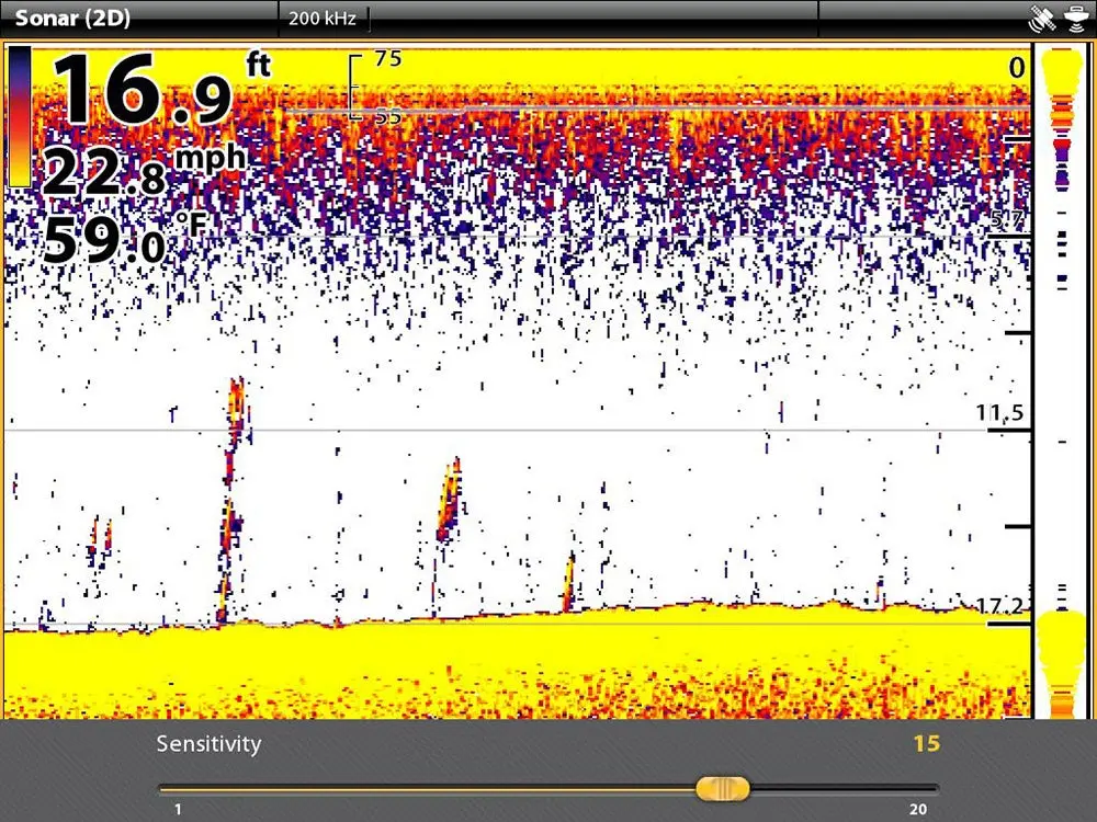 sonar graph of water depth