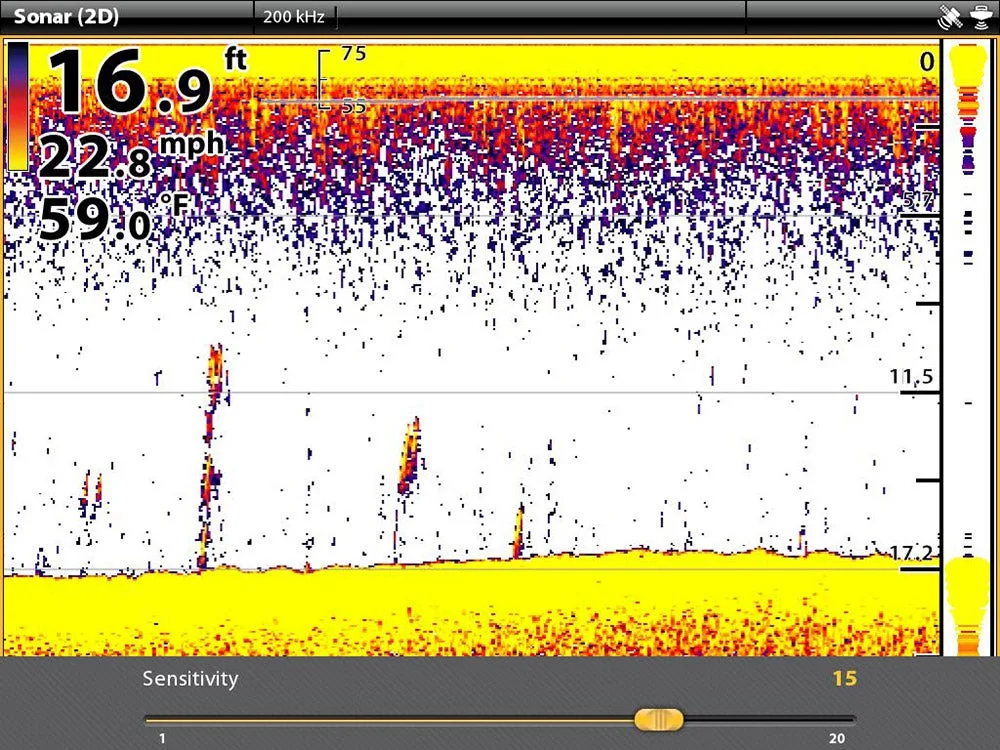 sonar graph of water depth