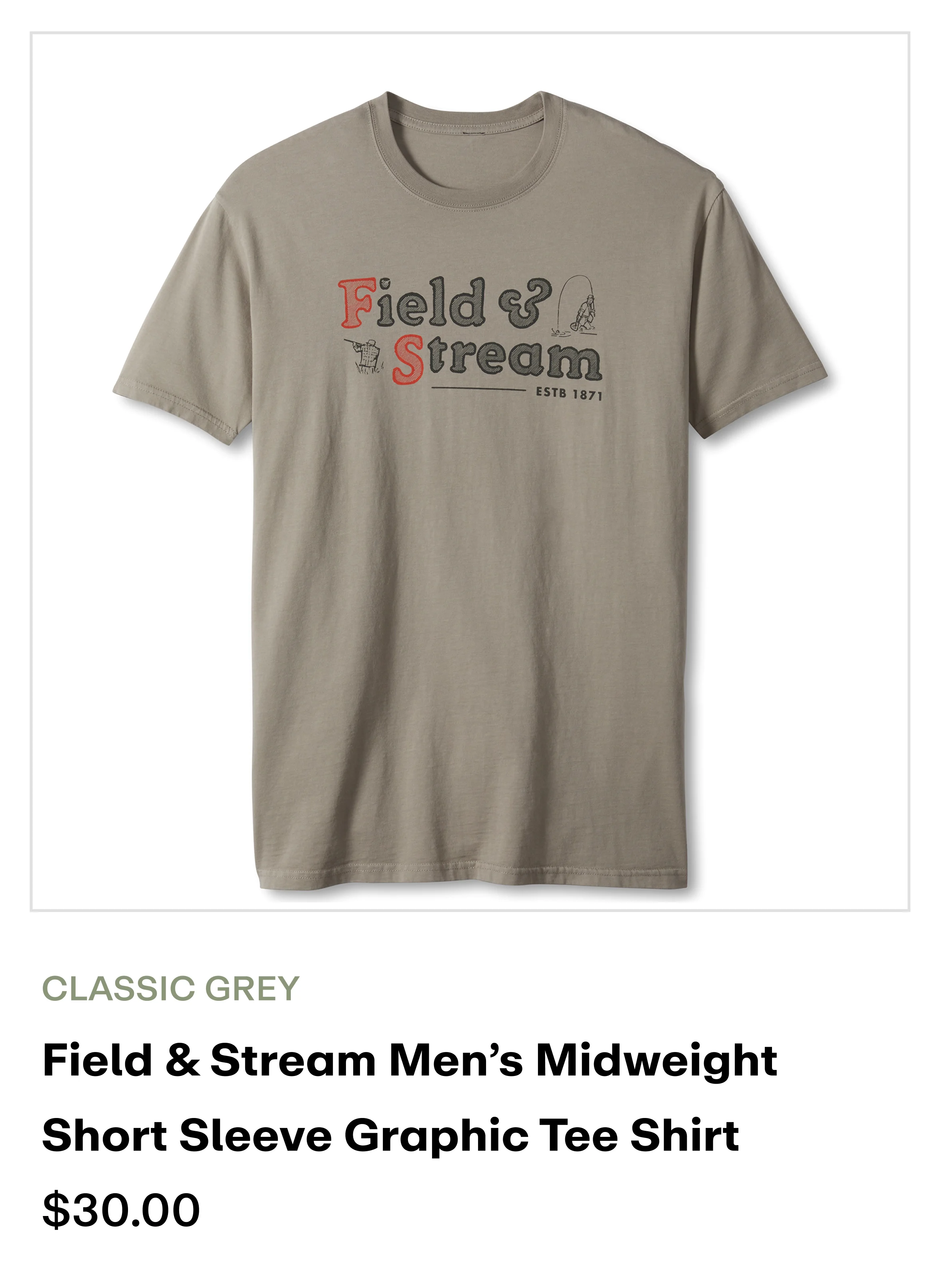 Field & Stream Men's Short Sleeve Graphic Tee Shirt - classic grey