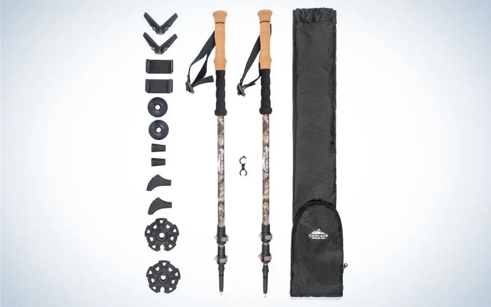 Cascade Mountain Tech Carbon Fiber Monopod (in Mossy Oak) are the best trekking poles for hunting.